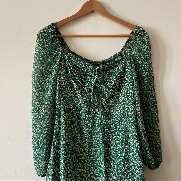 Zara NWT green puff sleeve maxi dress with slit and sweetheart neckline - Picture 6 of 6